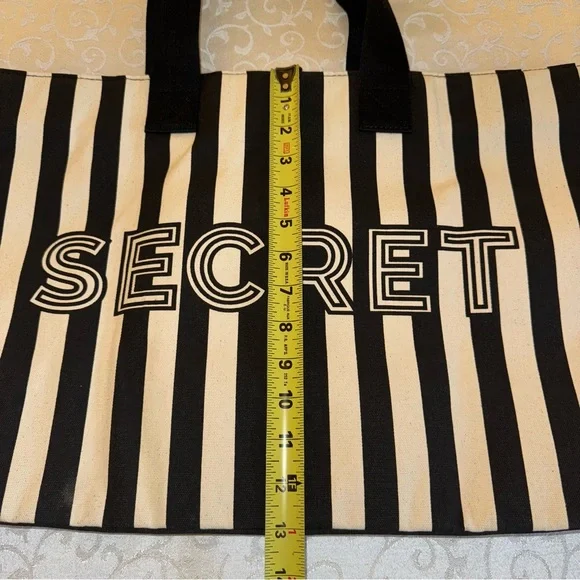 Victoria's Secret Black and White Striped Tote Set NWT - Picture 10 of 15